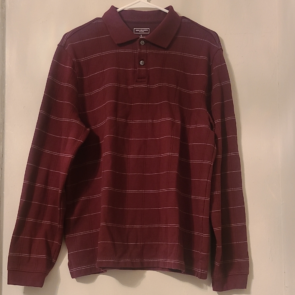 Burgundy Striped Polo Shirt